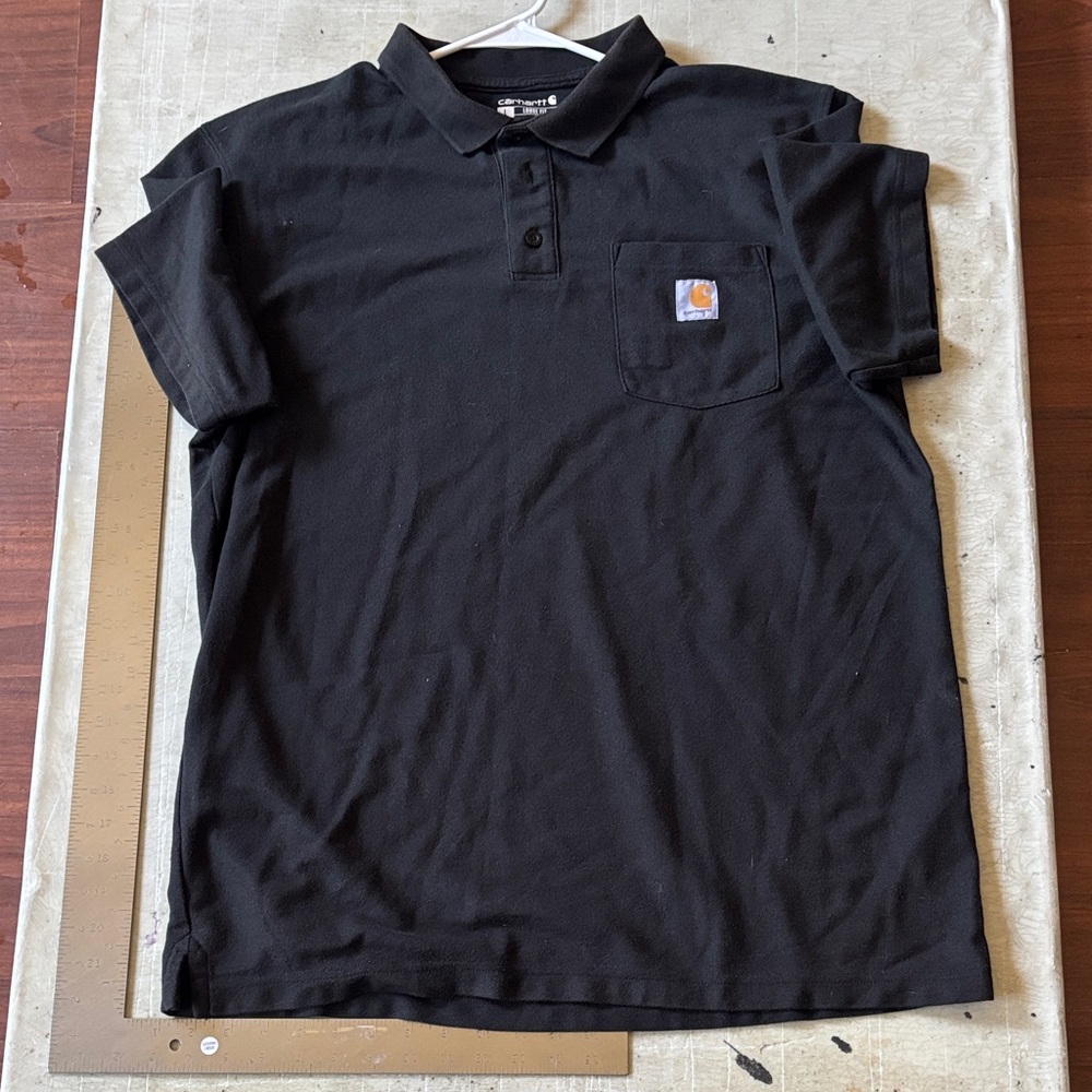 Carhartt Active/ Light Men’s Black Short-Sleeve Pocket Polo with Logo Patch